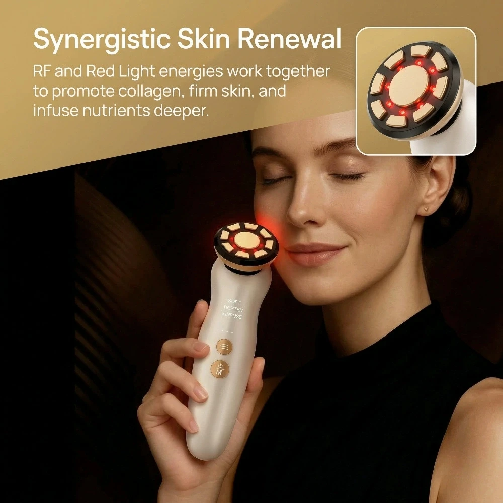 Galvanic Skin Sensor - RF เครื่องนวดหน้า LED บำบัดด้วยแสง โซนิค ไอออน