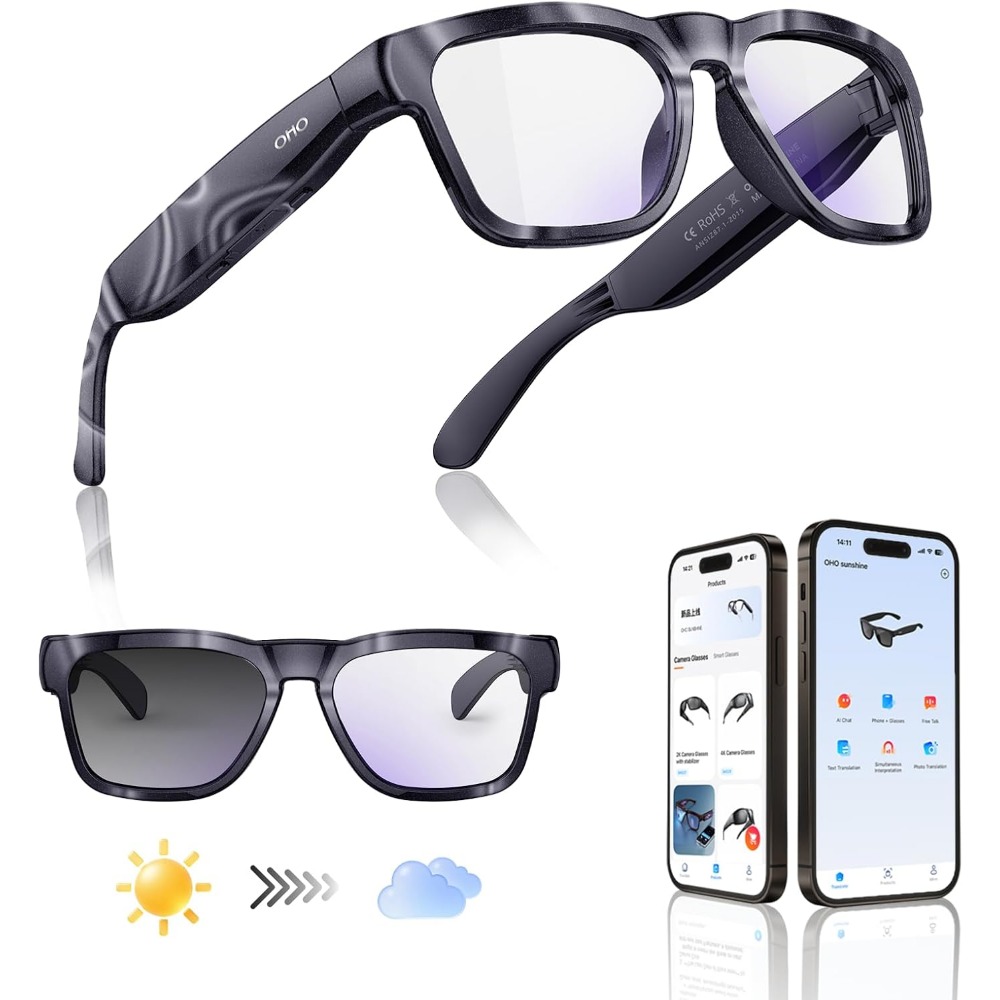 Smart Glasses Lens - แว่นตาอัจฉริยะพร้อมบลูทูธ, โทรแบบแฮนด์ฟรี, เลนส์เปลี่ยนสีอัตโนมัติ ทนทานต่อแรงกระแทก