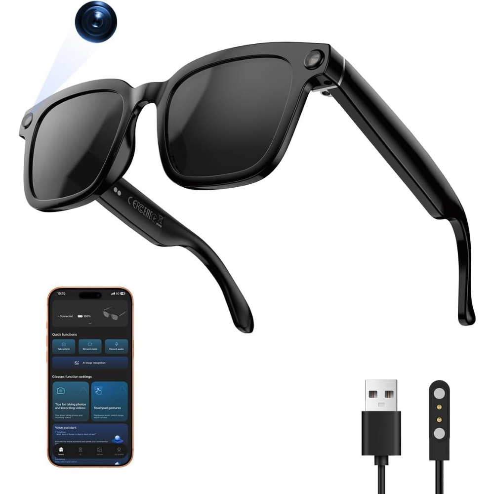 Smart Glasses Lens - แว่นตาอัจฉริยะพร้อมกล้อง HD บันทึกวิดีโอและภาพถ่าย รองรับการแปลภาษา 140+ ภาษา