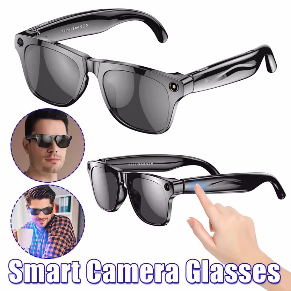 Smart Glasses Lens - แว่นตาอัจฉริยะกล้อง AI HD กล้องขนาดเล็กสวมใส่ได้บลูทูธผู้ช่วยเสียงควบคุมเครื่องบันทึกภาพวิดีโอพร้อมปุ่มสัมผัส