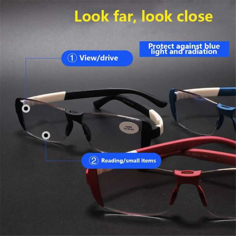 Light Therapy Glasses - แว่นตาป้องกันแสงสีฟ้า แว่นตาบำบัดด้วยแม่เหล็ก แว่นสายตายาวอัจฉริยะ แว่นอ่านหนังสือระยะไกลและใกล้ แว่นตาสำเร็จรูป