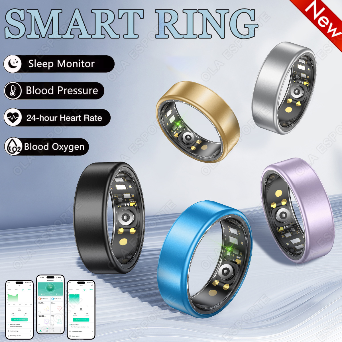 Temperature Ring Skin - ใหม่ R09 สมาร์ทริงผู้ชายผู้หญิงพร้อมเคสชาร์จ, อัตราการเต้นของหัวใจออกซิเจนในเลือด, เครื่องวัดอุณหภูมิผิว, กันน้ำ