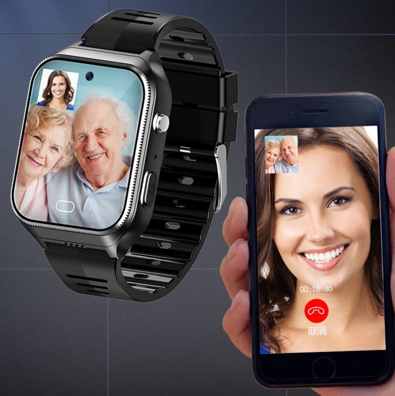 Fall Detection Watch - ผู้สูงอายุสมาร์ทนาฬิกาสําหรับอาวุโสFalling Detection 4Gซิมการ์ดSOSโทรศัพท์ตําแหน่งGPSการสั่นสะเทือนเตือนรอยเท้าHRBP GS17