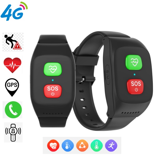 Fall Detection Watch - นาฬิกาอัจฉริยะสำหรับผู้สูงอายุ 4G พร้อมระบบตรวจจับการล้ม ระบบติดตาม GPS อุปกรณ์ฉุกเฉิน