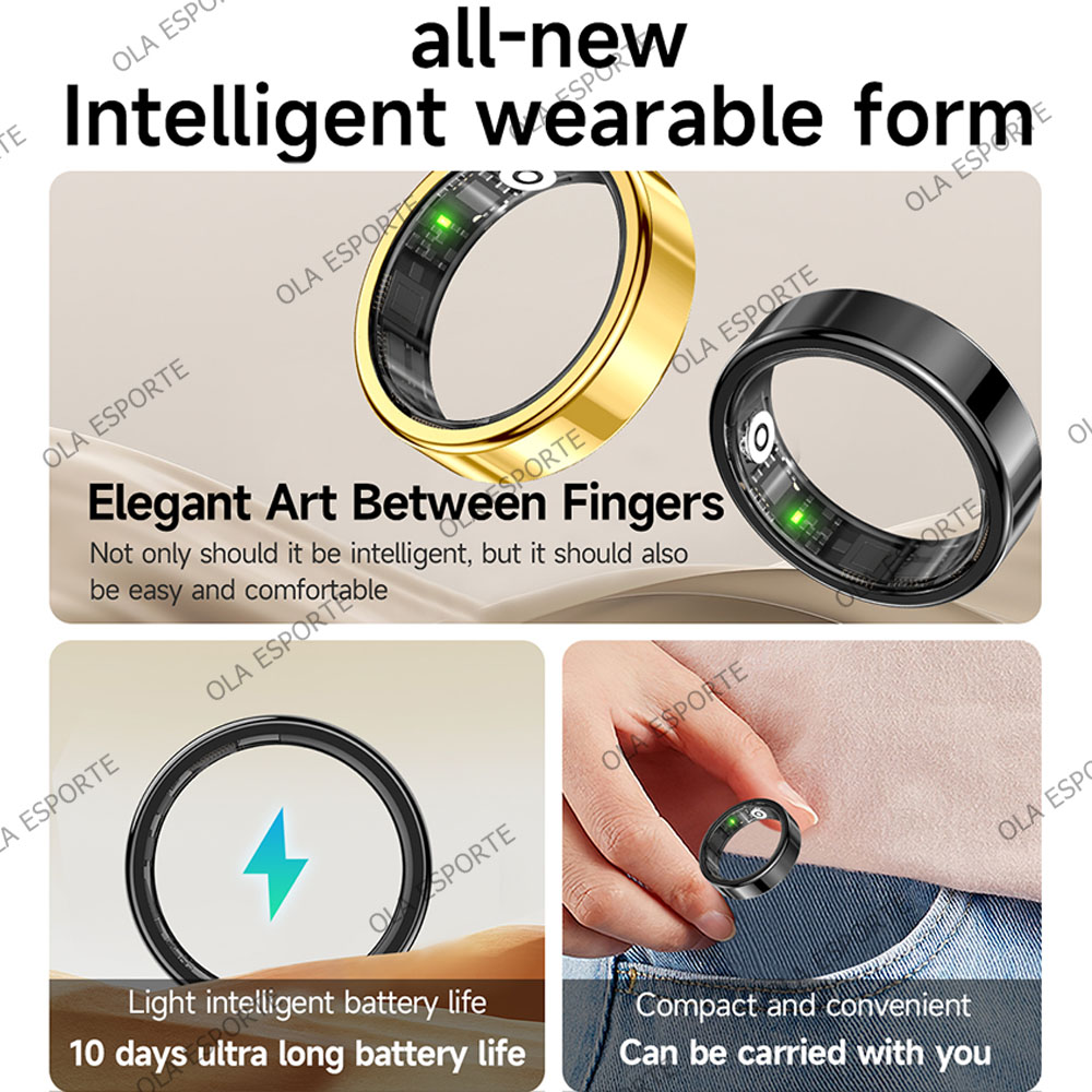 Temperature Ring Skin - ใหม่ R09 สมาร์ทริงผู้ชายผู้หญิงพร้อมเคสชาร์จ, อัตราการเต้นของหัวใจออกซิเจนในเลือด, เครื่องวัดอุณหภูมิผิวหนัง, 5ATM