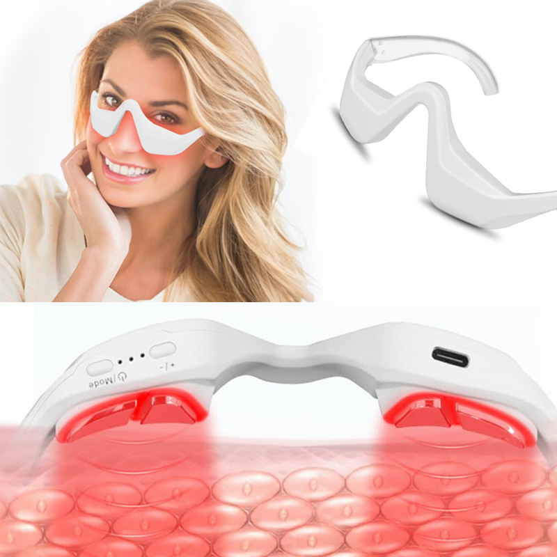 Light Therapy Glasses - อุปกรณ์บำบัดด้วยแสงสีแดงใต้ตา, แว่นตาบำบัดด้วยแสงสีแดง 4 โหมด, หน้ากากตาแสงสีแดง 650