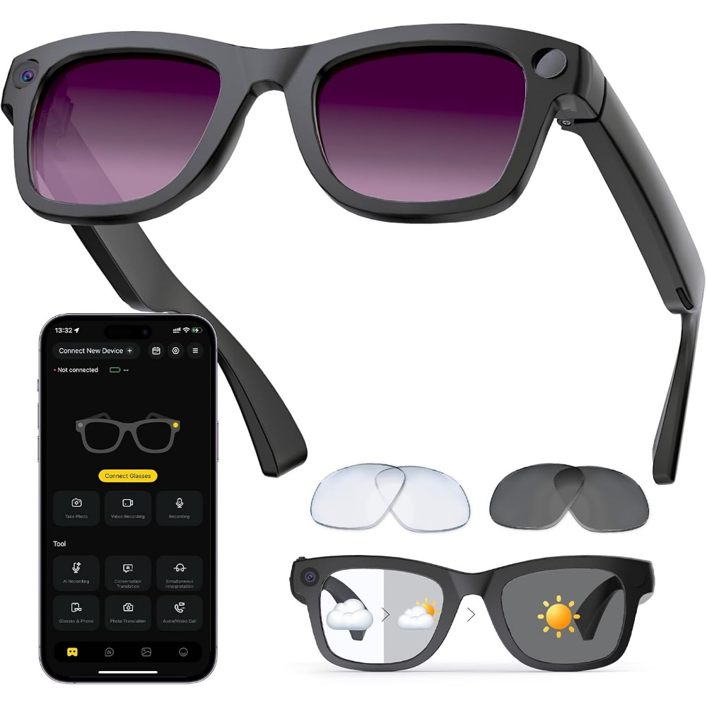 Smart Glasses Lens - แว่นตาอัจฉริยะพร้อมระบบแปลภาษาด้วย AI, รองรับการโทรผ่านบลูทูธ, เล่นเพลงได้ 8 ชั่วโมง,