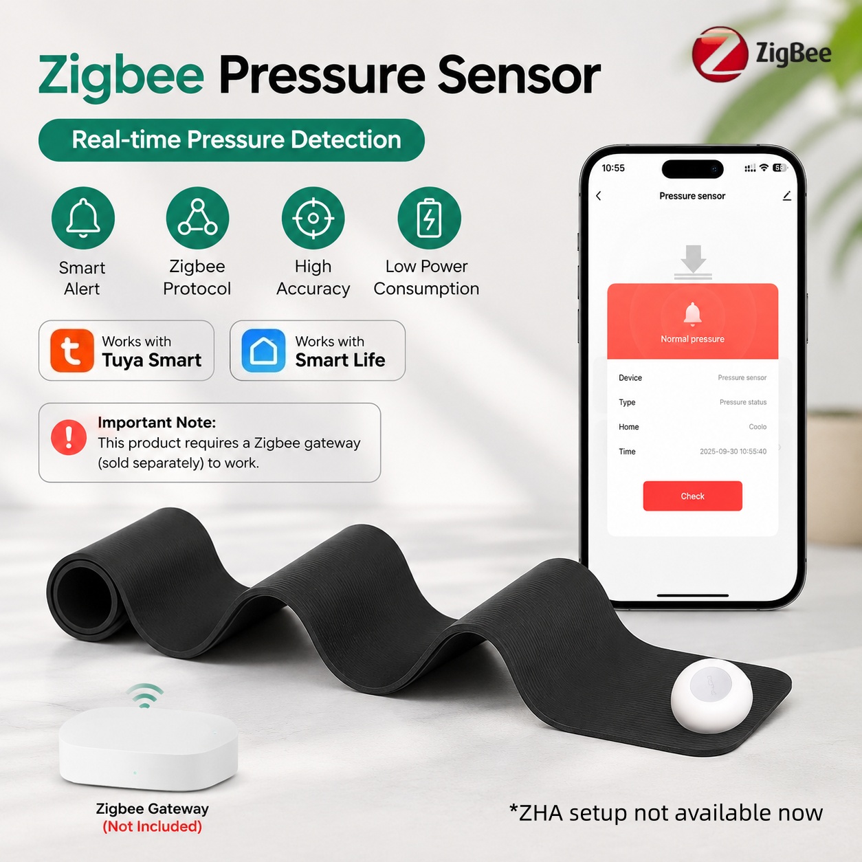 Smart Insole Pressure - เซ็นเซอร์วัดแรงดัน Zigbee ตรวจจับแรงโน้มถ่วง ใช้พลังงานจากแบตเตอรี่ รองรับ Tuya