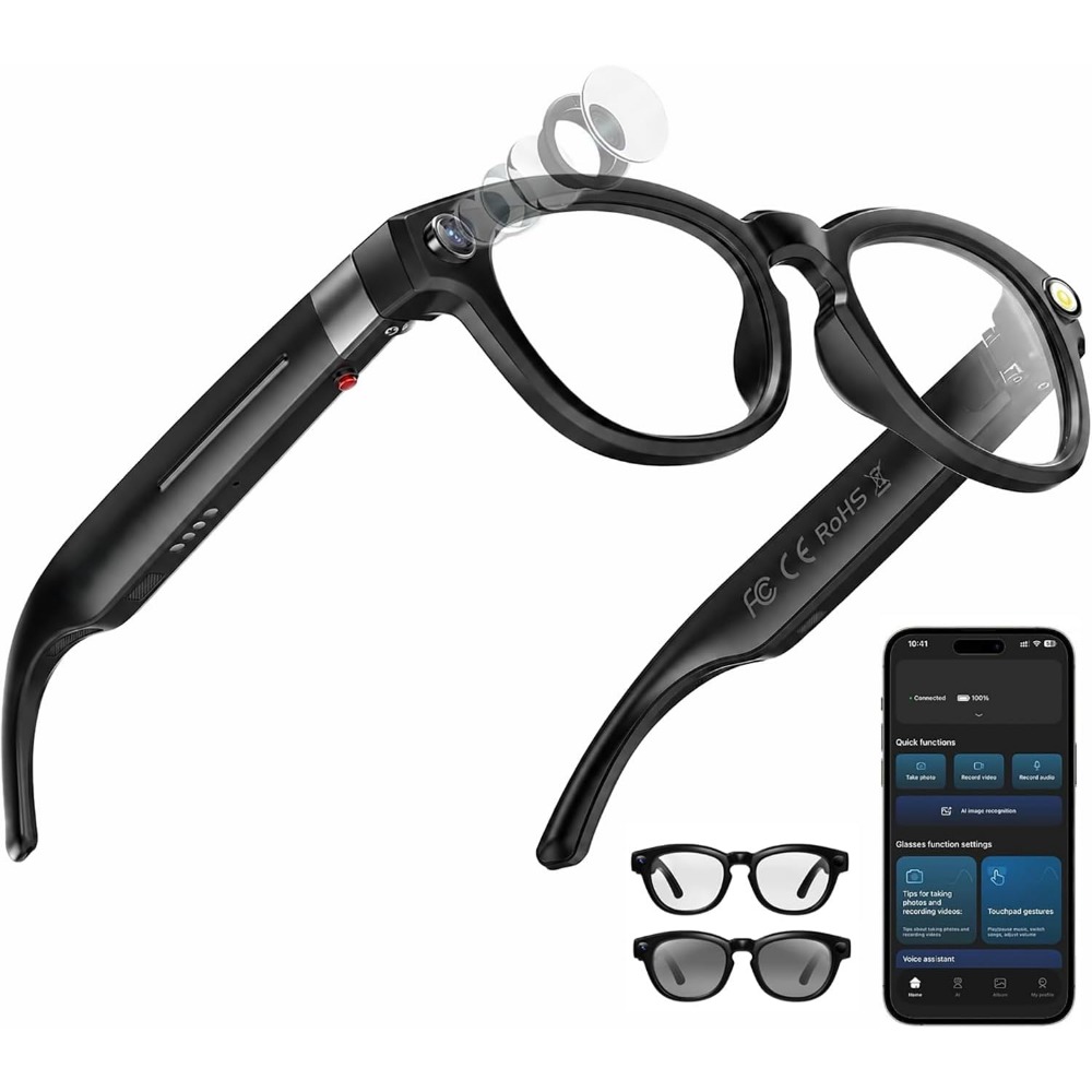 Smart Glasses Lens - แว่นตาอัจฉริยะ: กล้อง 4K, บลูทูธ, ระบบแปลภาษา, เลนส์ปรับแสงอัตโนมัติ,