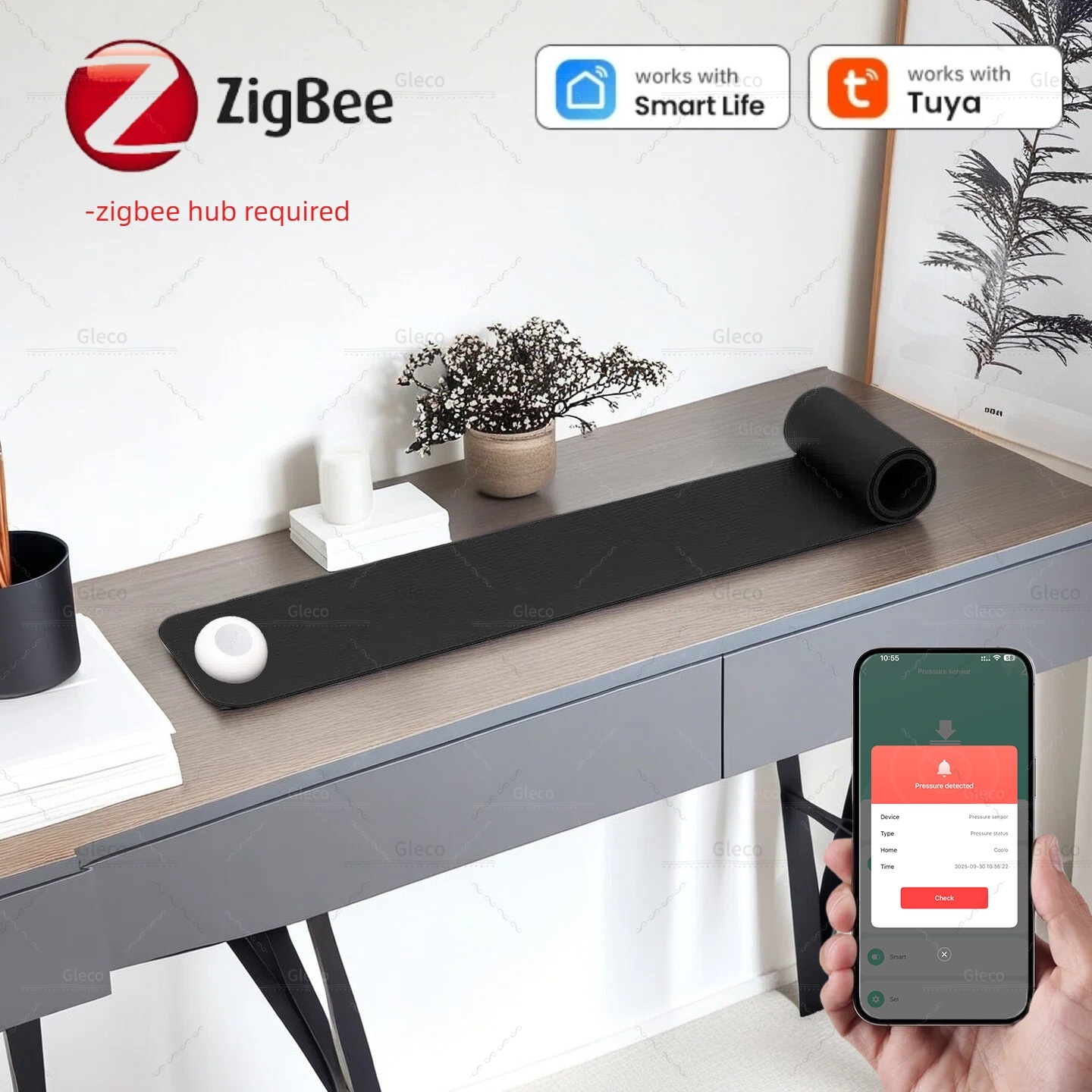 Smart Insole Pressure - เซ็นเซอร์วัดแรงดัน Zigbee ตรวจจับแรงโน้มถ่วง ใช้พลังงานจากแบตเตอรี่ ระบบอัตโนมัติบ้านอัจฉริยะ Tuya