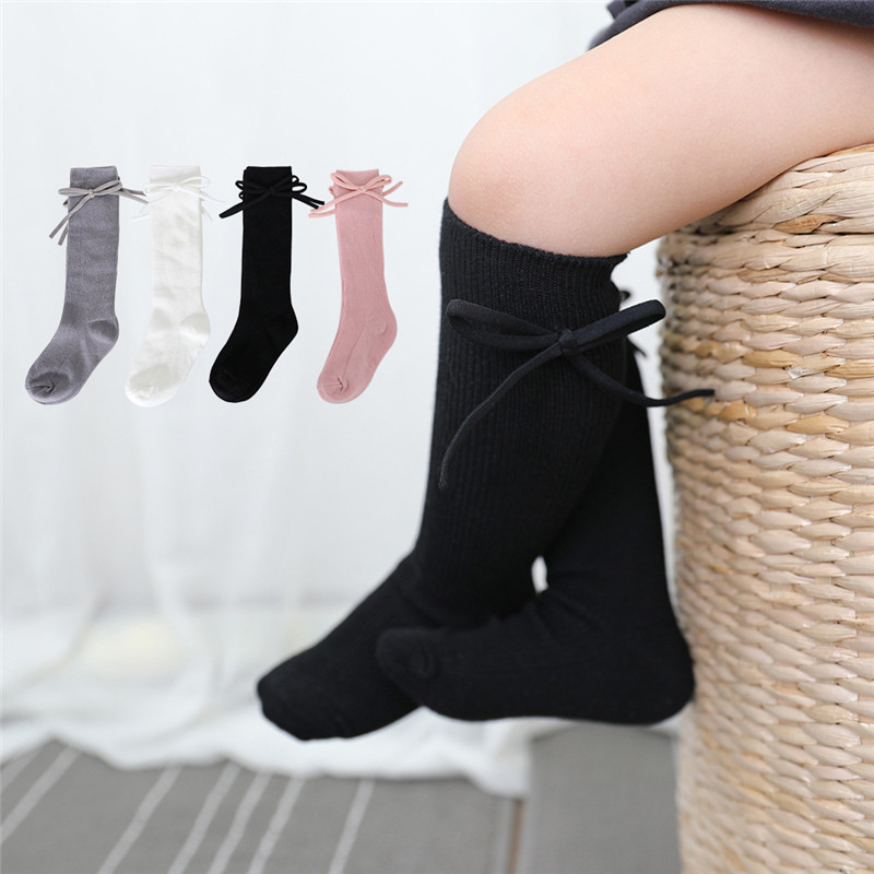 Baby Sock Oximeter - ถุงเท้ายาวถึงเข่าสำหรับเด็กฤดูใบไม้ร่วงถุงเท้ายาวผูกโบว์สำหรับเด็กผู้หญิงถุงเท้ายาวผ้าฝ้ายนุ่มถุงเท้าเจ้าหญิงสำหรับ0-7ปี