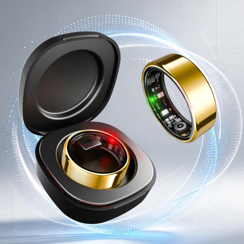 Temperature Ring Skin - R09 แหวนอัจฉริยะสำหรับผู้ชายผู้หญิงพร้อมเคสชาร์จ, อัตราการเต้นของหัวใจ, ออกซิเจนในเลือด, เครื่องวัดอุณหภูมิผิว, กันน้ำ