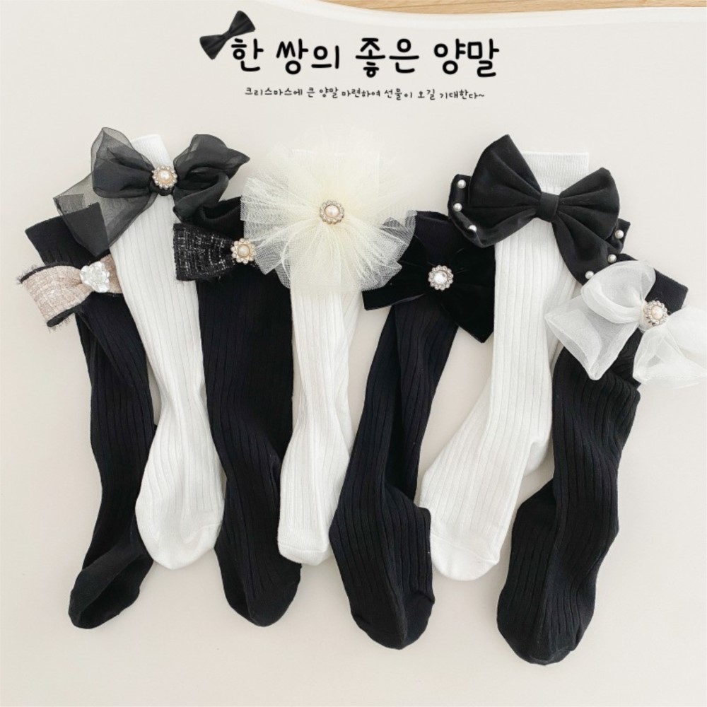 Baby Sock Oximeter - ถุงเท้าเด็กผู้หญิง ถุงน่องไหม ถุงเท้าลูกไม้เจ้าหญิง ถุงเท้าเด็กผู้หญิงแบบยาวถึงเข่า โบว์ผูกโบว์ ถุงเท้าผู้หญิง