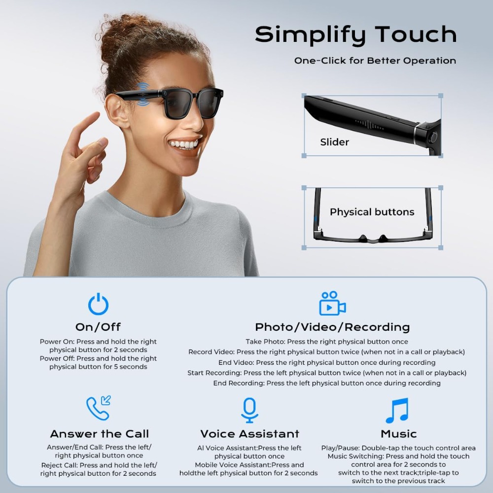 แว่นตาอัจฉริยะพร้อมกล้อง HD บั - Smart Glasses Lens บทวิจารณ์และราคา