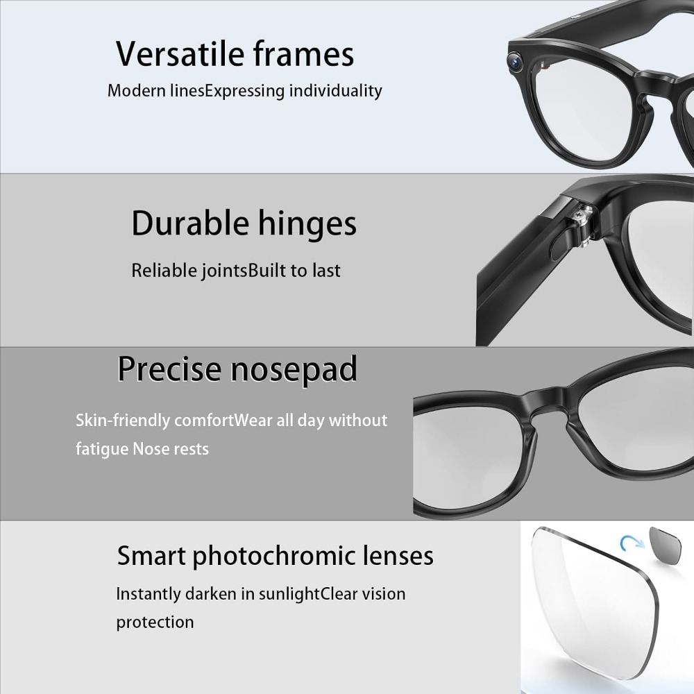 แว่นตาอัจฉริยะ: กล้อง 4K, บลูท - Smart Glasses Lens บทวิจารณ์และราคา